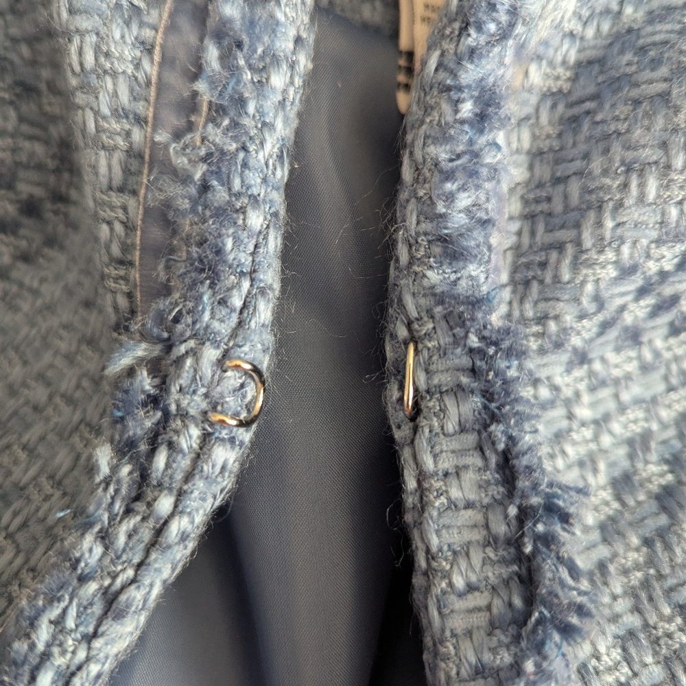 VTG 90s Sag Harbor Blue Multi Tweed 3/4 Length Lined Blazer Coat Women's 12 - Picture 7 of 11